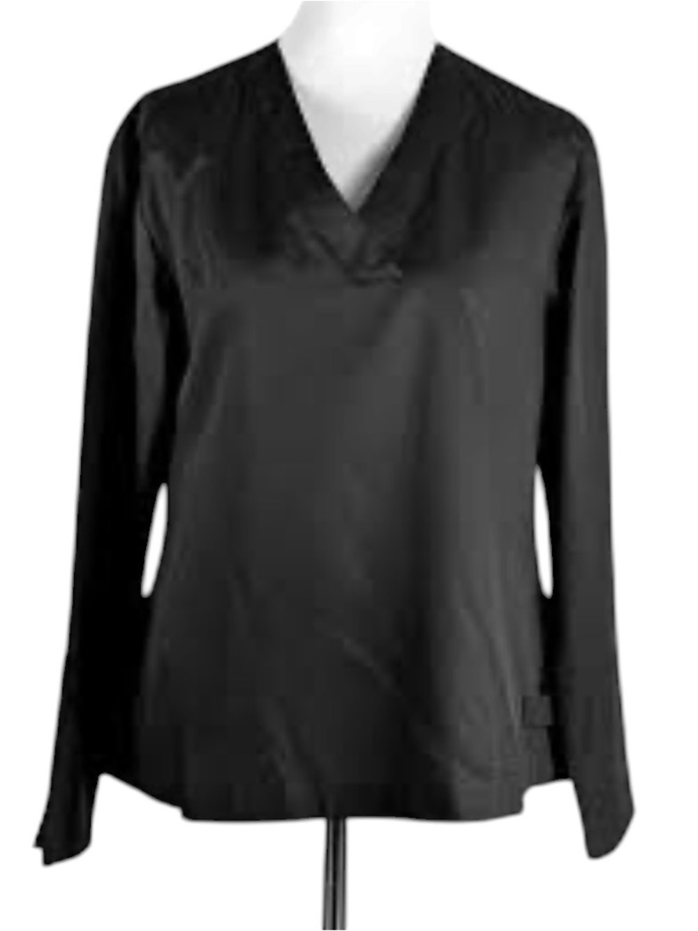 Claridge + King Black Cotton Long Sleeve V-Neck Popover Blouse Size S Classic